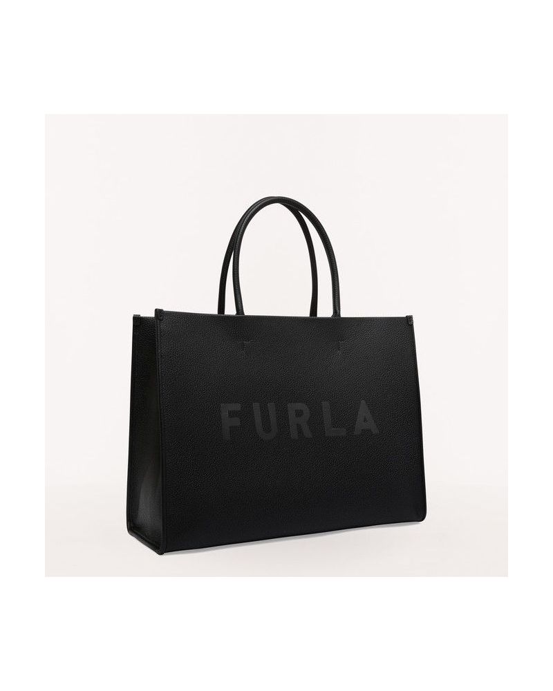 Furla Open Saffiano Leather Tote in Black